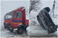 Зима застала врасплох: автомобиль перевернулся на трассе Комрат-Ферапонтьевка