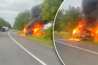В Бричанском районе сгорела служебная машина Пограничной полиции