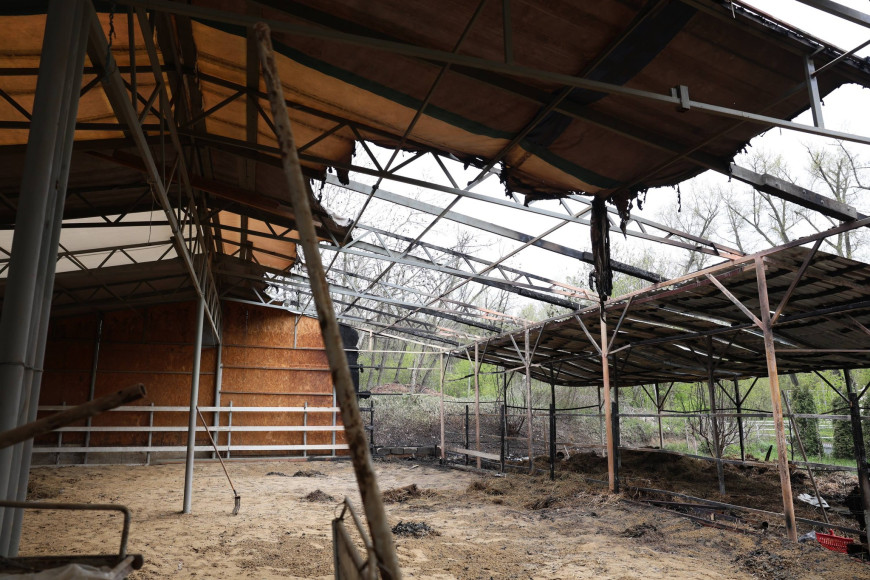 Пожар в Кишинёве: в конном клубе "Авангард" сгорел амбар с кормами для лошадей