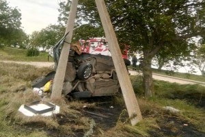 Снес столб и устроил пожар. Жуткое ДТП произошло между Светлым и Балабанами