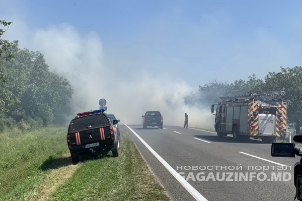 Пожар на полях: вблизи Комрата временно закрыли движение транспорта по трассе «Кишинев-Джурджулешты»
