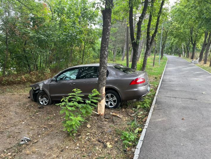 Необычная находка в парке: водитель бросил поврежденный автомобиль