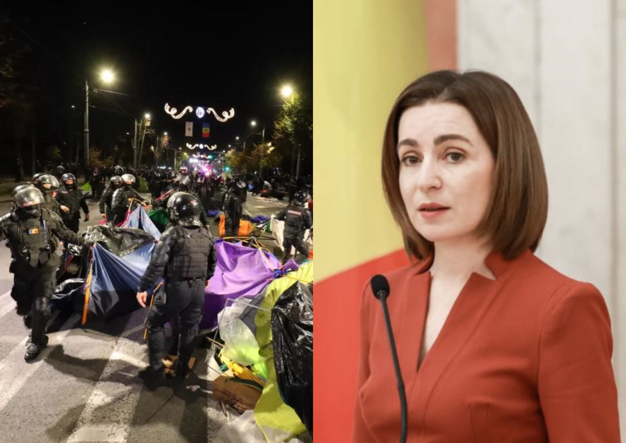 Санду поблагодарила полицию за мирный разгон протестующих в центре Кишинева